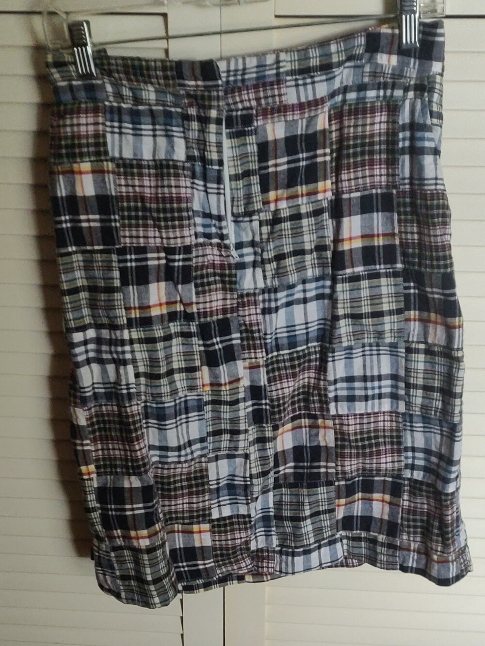 Carole Little Navy, White & Multicolor Madras Patchwork Plaid Skirt EUC size 12 - Picture 3 of 10